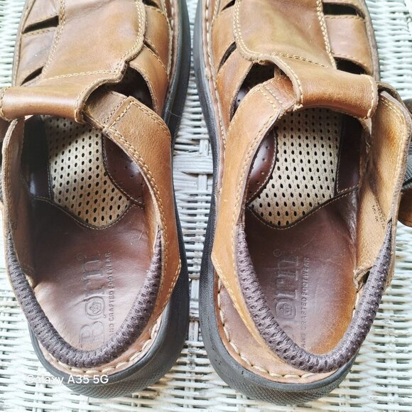 Born Men's Fisherman Sandals Brown Leather Size 12 Adjustable Strap  Vacation - Picture 4 of 10